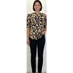 Ulla Johnson Carmen Short Sleeve Blouse in Tourmaline 4